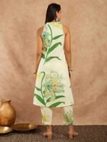 Women's Pure Cotton Sleeveless Regular Kurta with Pant (Green-Leaf-p) - Image 3
