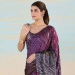 Purple liva satin lite foil saree - Image 2