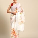 Women Floral Print Saree with Tassels