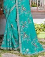 Women Embroidered Saree with Blouse Piece - Image 3